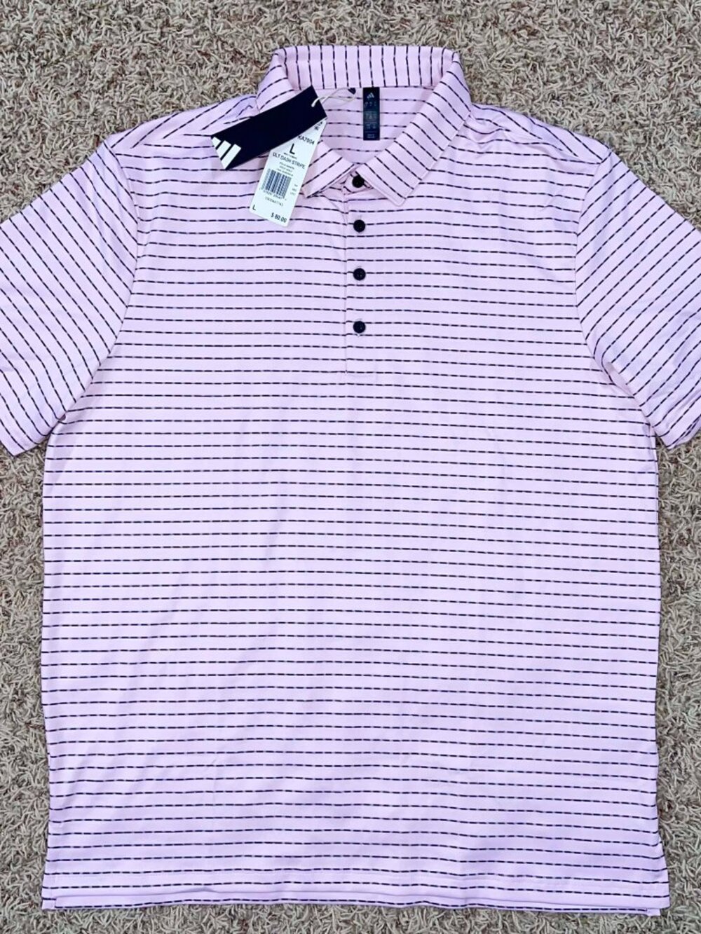 Adidas Men’s Ultimate365 Dash Stripe Polo Shirt Pink, Size Large (New)